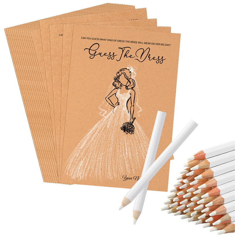 Party Games Bridal Shower - การ์ดเกมทายชื่อเจ้าสาว 20 ใบ พร้อมดินสอ ของชำร่วยงานแต่งงาน งานหมั้น