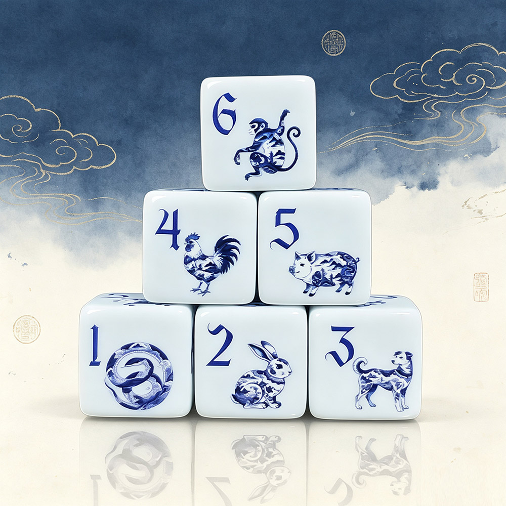 Zodiac Party Games - ลูกเต๋าอะคริลิคพิมพ์ลายสัตว์จีน 12 ชิ้น ขนาด 16 มม.