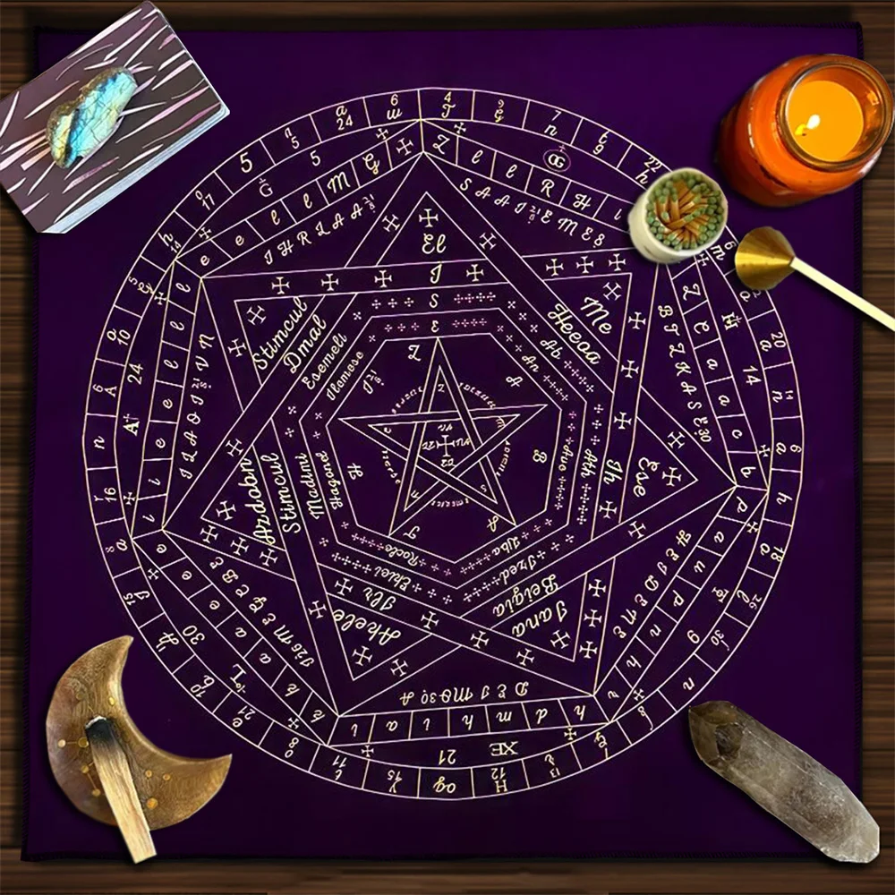 Zodiac Party Games - ไพ่ทาโรต์ผ้าปูโต๊ะ sigillum dei aeth วงล้อของจักรราศีแผนภูมิโหราศาสตร์ไพ่ทาโรต์ผ้าการแพร่กระจายผ้าเกมแผ่นการ์ด