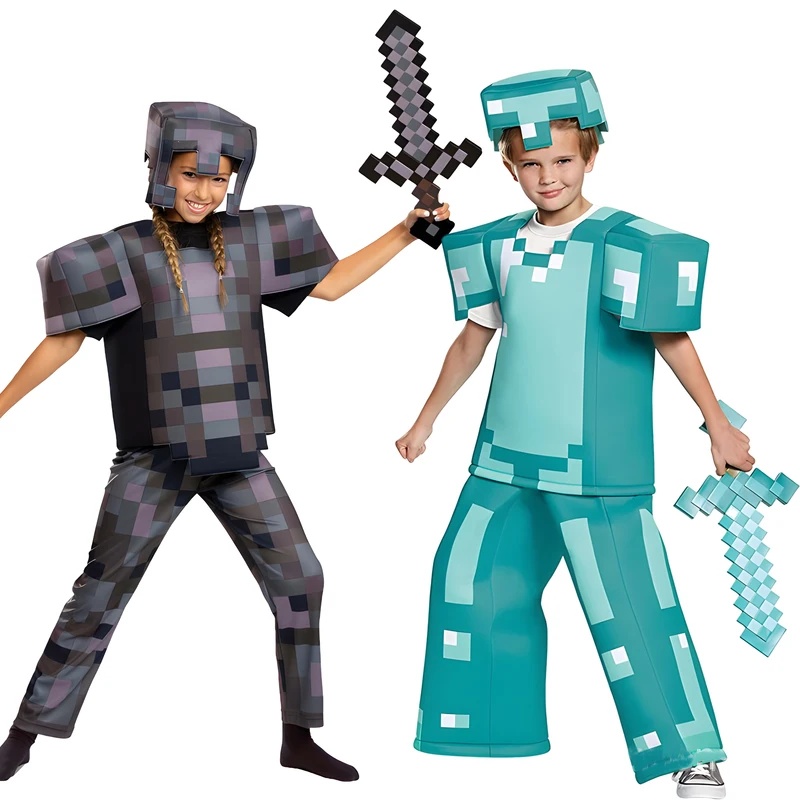 Party Games Kids - ชุดคอสเพลย์สตีฟ ตัวละครในเกม Diamond Armor สำหรับงานปาร์ตี้คาร์นิวัลเด็ก ปี