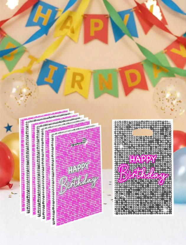 Party Games Engagement - ถุงของขวัญปาร์ตี้ 20 ชิ้น/40 ชิ้น สไตล์กลิตเตอร์เลื่อม ตัวอักษรสุขสันต์วันเกิด