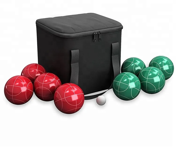 Bocce Ball Lawn - ชุดลูกบอล Bocce พร้อมกระเป๋าพกพาง่าย 107 มม. ชุดลูก