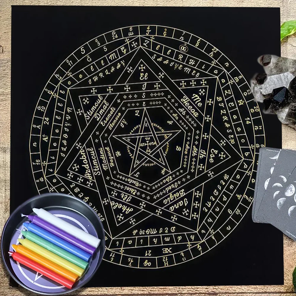 Zodiac Party Games - ผ้าปูโต๊ะไพ่ทาโรต์ ลายซิกิลัม เดอ เอเมธ วงล้อแห่งจักรราศี แผนภูมิโหราศาสตร์