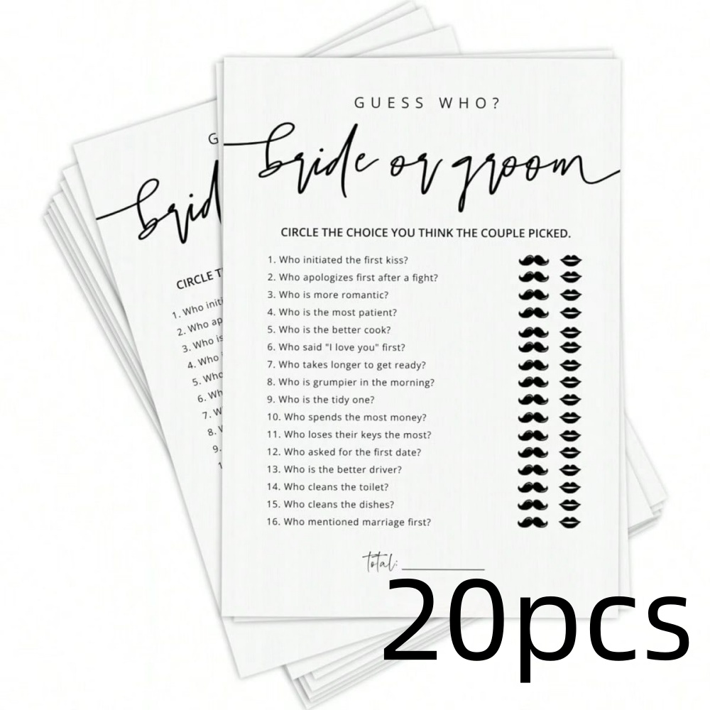 Party Games Bridal Shower - 20 ชิ้น การ์ดเกมงานแต่งงาน สนุกสนานสำหรับงานหมั้น ลายดอกไม้ ของขวัญสำหรับงานปาร์ตี้