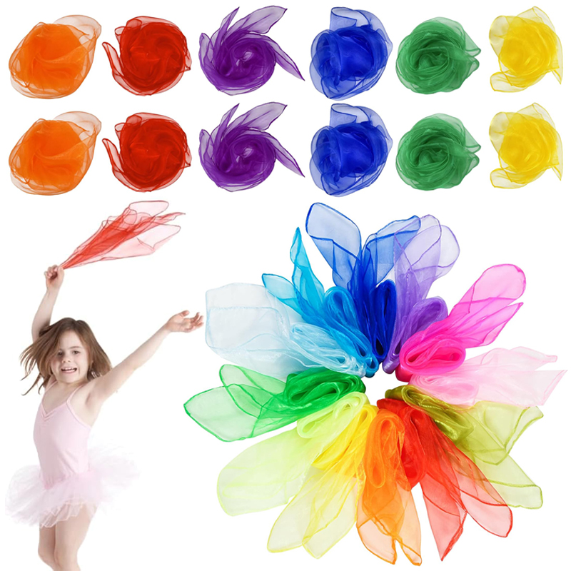 Party Games Engagement - หกสีผ้าพันคอผ้าไหม Party Favors Stage Performance Props