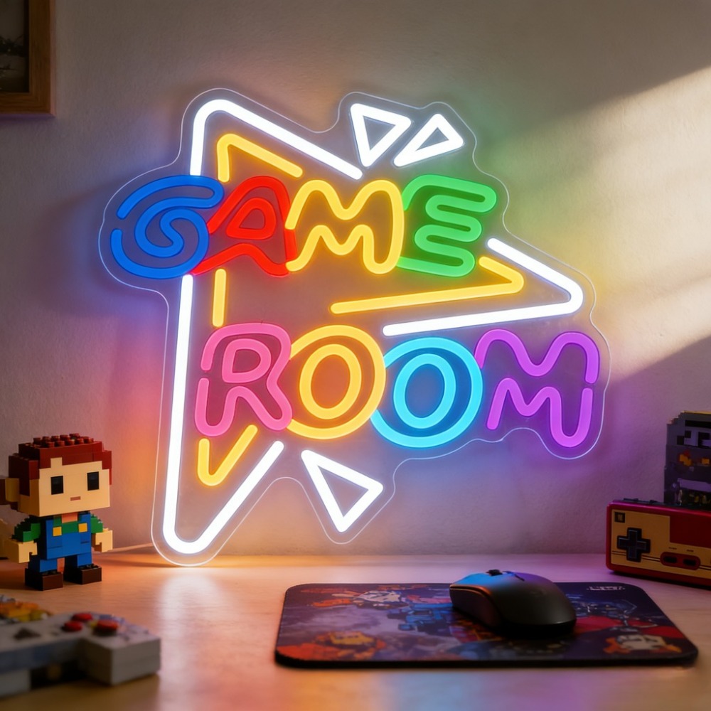 Party Games Stream - ป้ายไฟนีออน LED สำหรับห้องเกมส์ ปรับความสว่างได้ ใช้พอร์ต USB