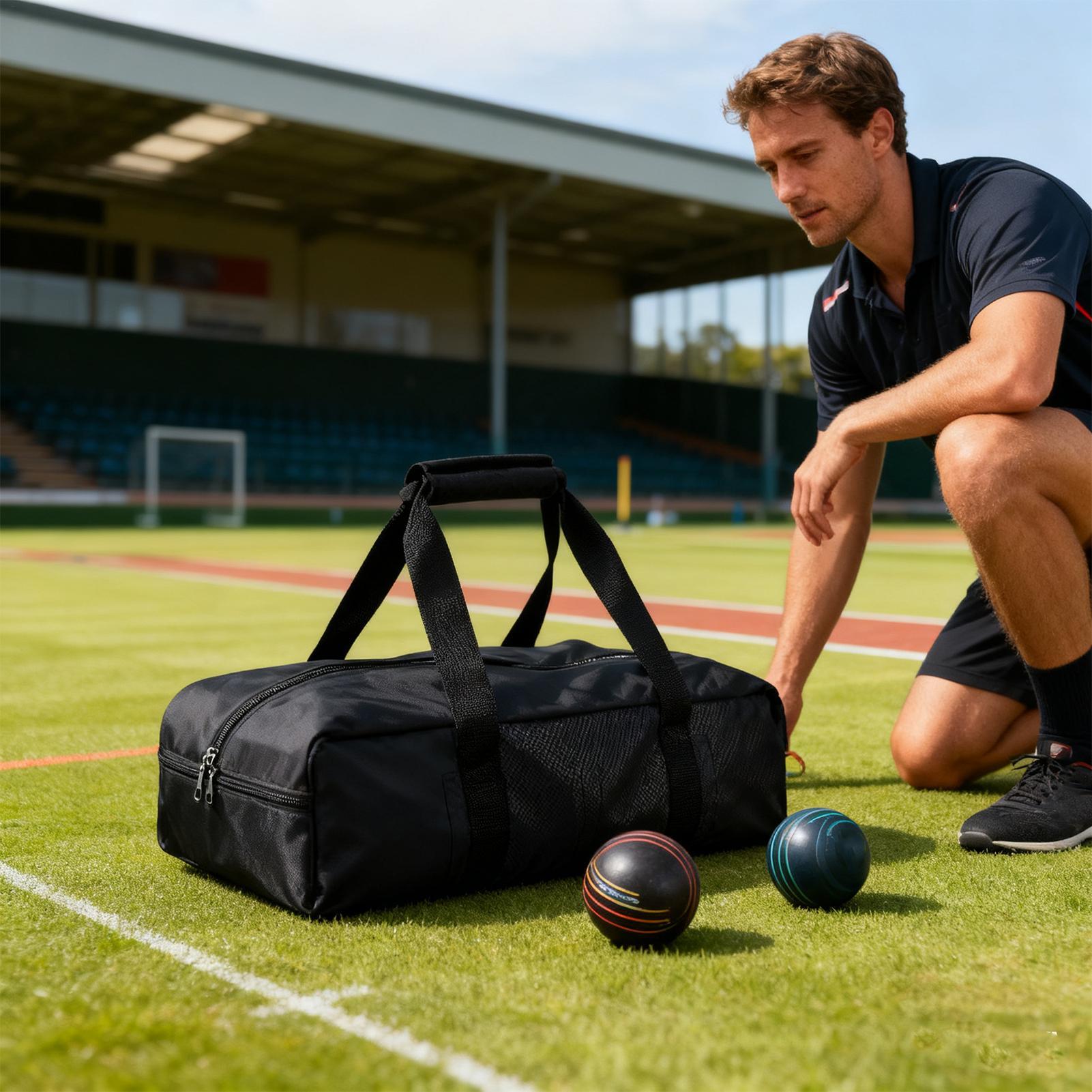 Bocce Ball Lawn - กระเป๋าใส่ลูกบอลกีฬา กระเป๋าใส่ลูกบอลกีฬาแบบกันน้ำ กระเป๋าใส่ลูกบอลกีฬาแบบซิปคู่ กระเป๋าใส่ลูกบอลกีฬาแบบทนทาน สำหรับใส่ลูกบอลบอชเช่ ใช้ได้ทั้งในร่มและกลางแจ้ง