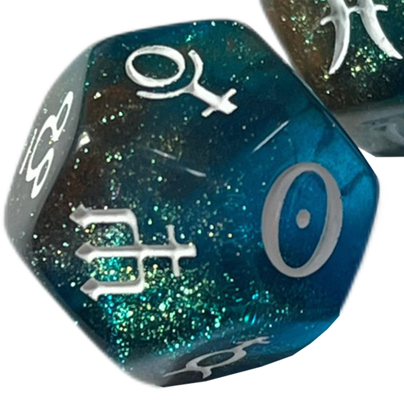 Zodiac Party Games - ลูกเต๋าศพจักษุศาสตร์อะคริลิก รูปทรงสิบสองเหลี่ยม สำหรับเกมกระดานบนโต๊ะ ของตกแต่งสำหรับผู้ที่ชื่นชอบโหราศาสตร์